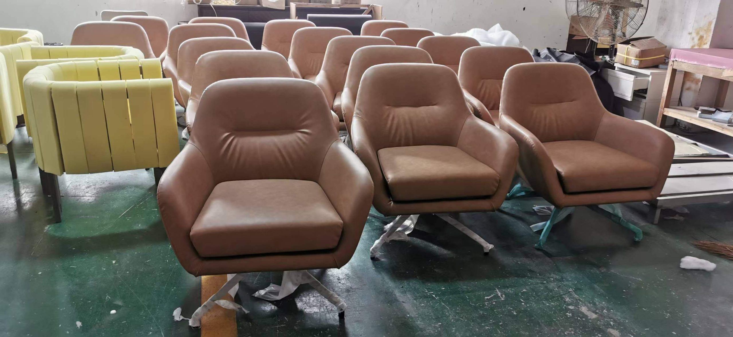 Bulk production of upholstered lounge chairs for the Marriott hotel lobby