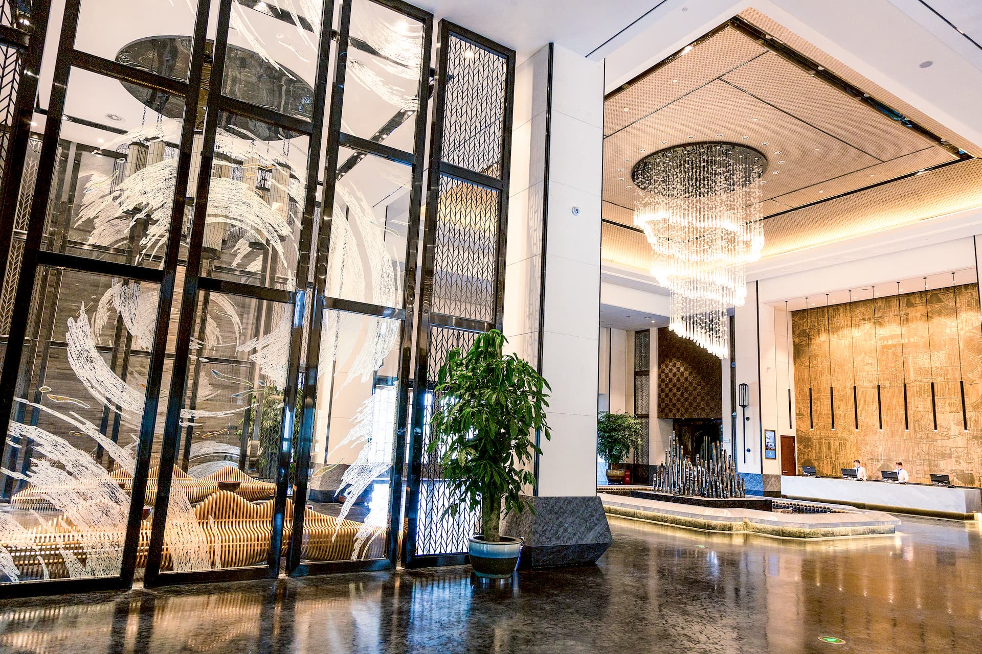 Bespoke hospitality contract furniture custom reception lounge area with solid wood furniture